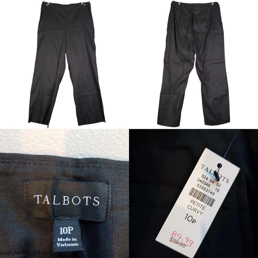 Talbots Pants Women’s Size 10 P Straight Leg Linen Black Pockets Lagenlook New